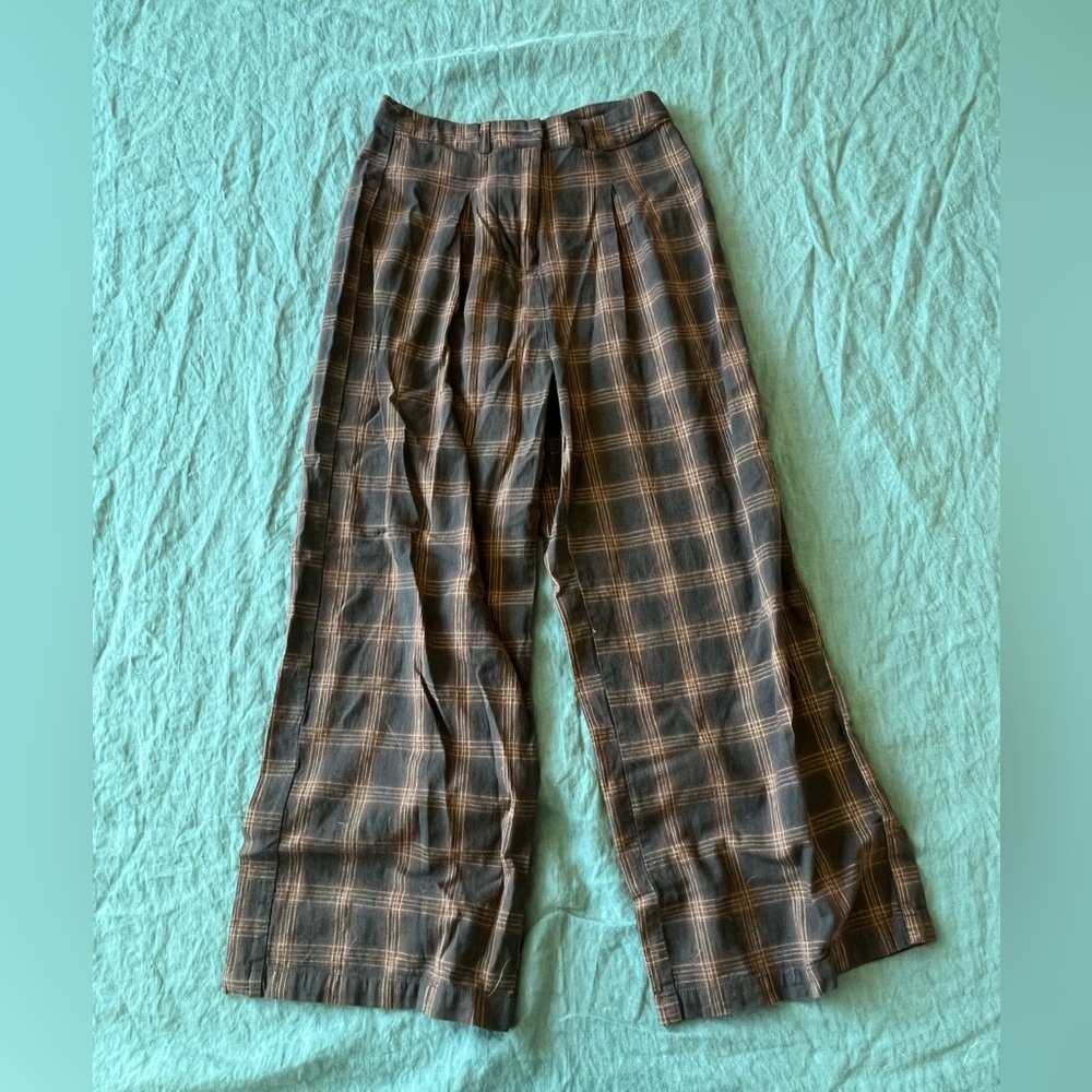 Plaid Wide-Leg Pants